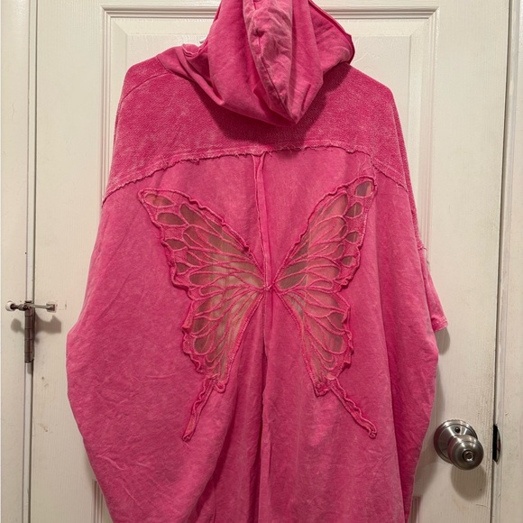 J. Her - Mineral Wash Butterfly Hoodie/ Shacket - Picture 6 of 14